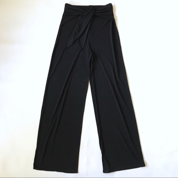 Nasty Gal Pants - Nasty Gal Black High Waist Wide Leg Stretch Pant 8